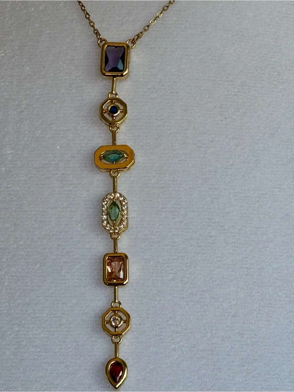 Gold Multi-Stone Drop Necklace - Women’s Jewelry